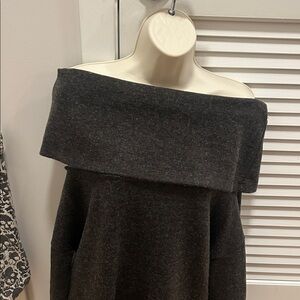 Storee Off-Shoulder Dark Gray Sweater